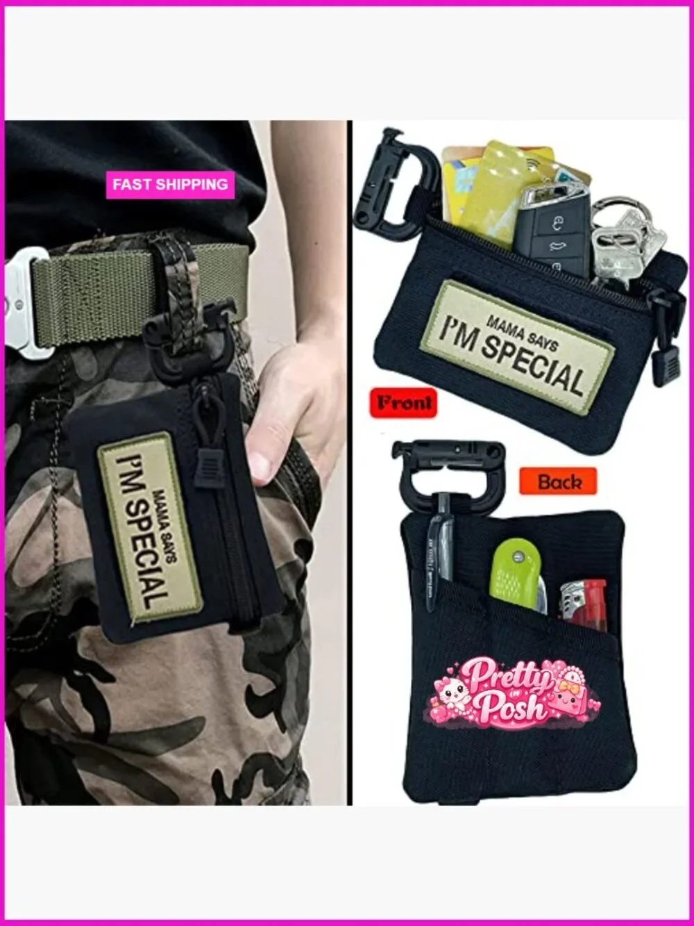 Tactical Keychain Pouch Nylon EDC Pocket Organizer Belt Gear